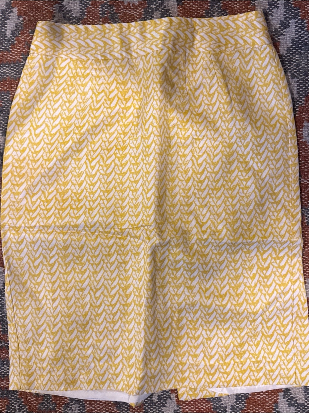 Banana Republic Yellow and White Patterned Pencil Skirt